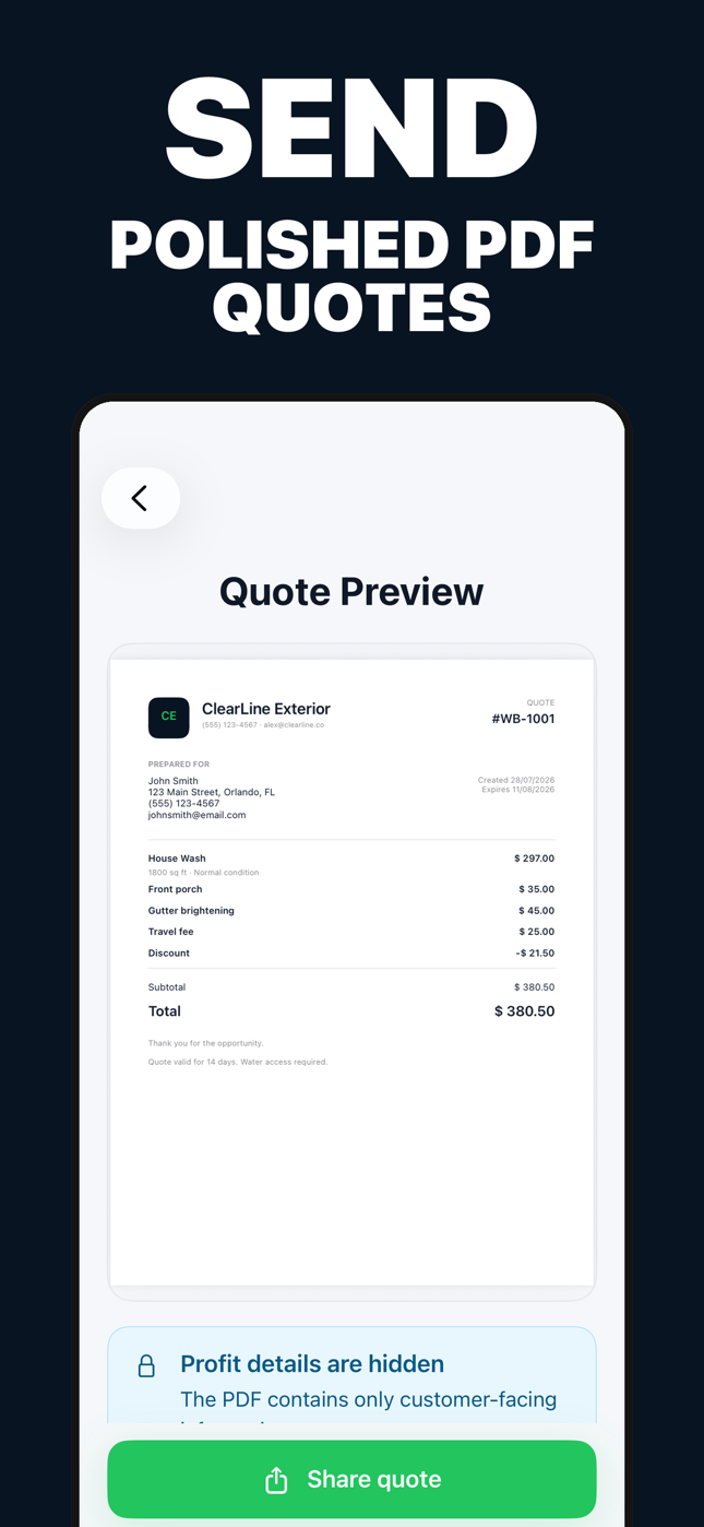 Professional customer quote PDF preview
