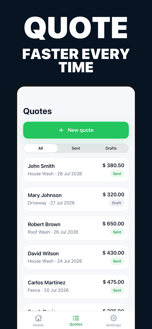 Quote history for faster repeat work